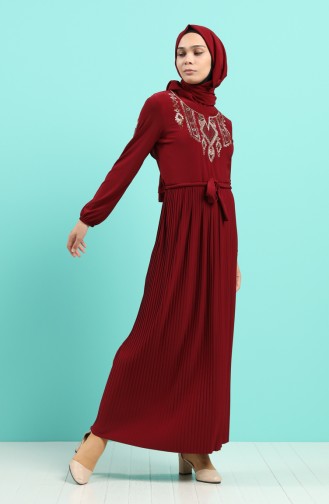Weinrot Hijab Kleider 5758-06