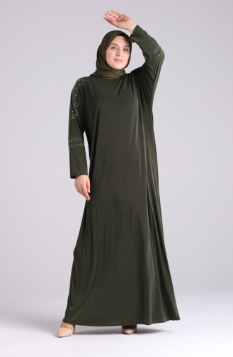 Khaki Hijab Kleider 1638-04