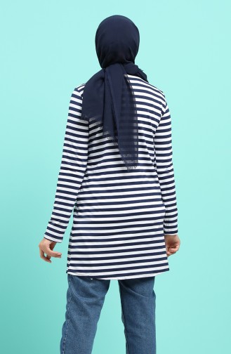 Çizgili Tunik 7027-02 Lacivert