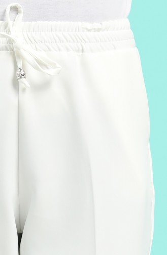 Pants with Elastic waist Pockets 2090-02 Ecru 2090-02