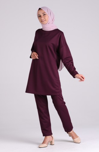 Yarasa Kol Tunik Pantolon İkili Takım 1039-01 Mor