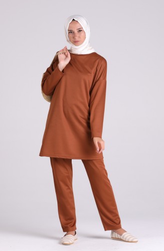 Yarasa Kol Tunik Pantolon İkili Takım 1039-05 Taba