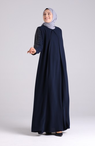 Dunkelblau Hijab-Abendkleider 1014-06