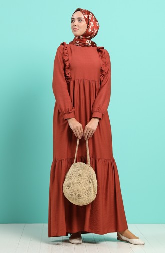 Brick Red Hijab Dress 0044-02