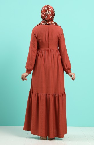 Brick Red Hijab Dress 0044-02