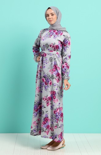Grau Hijab Kleider 4629-01