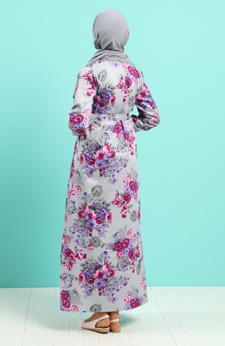 Floral Print Dress 4629-01 Gray 4629-01