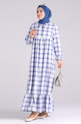 Blau Hijab Kleider 1387A-01