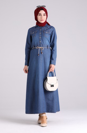 Navy Blue Hijab Dress 0102-01