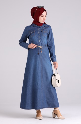 Navy Blue Hijab Dress 0102-01