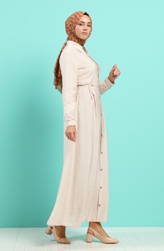Beige Hijab Dress 40102-01