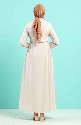 Beige Hijab Dress 40102-01