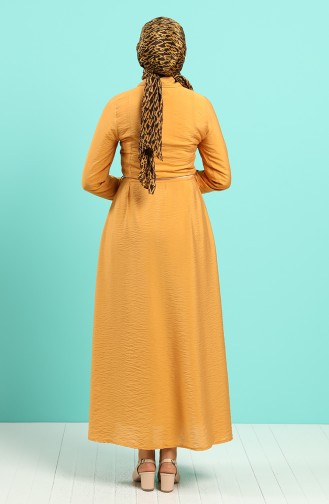 Aerobin Fabric Full Length Buttoned Dress 40102-02 Mustard 40102-02