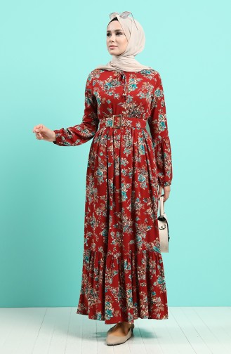 Viscose Floral Print Belt Dress 4548-05 Tile 4548-05