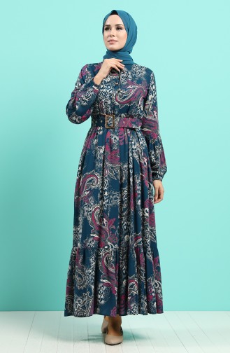 Robe Hijab Pétrole 4549-01