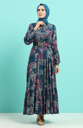 Robe Hijab Pétrole 4549-01