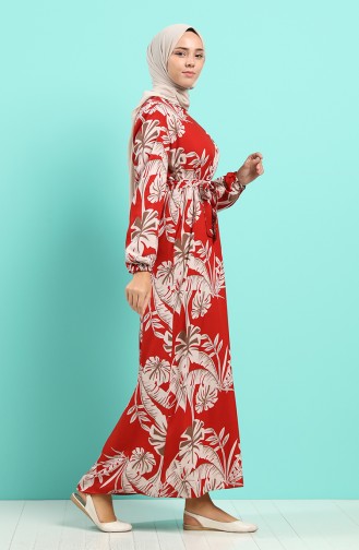 Dunkel-Ziegelrot Hijab Kleider 0045-05