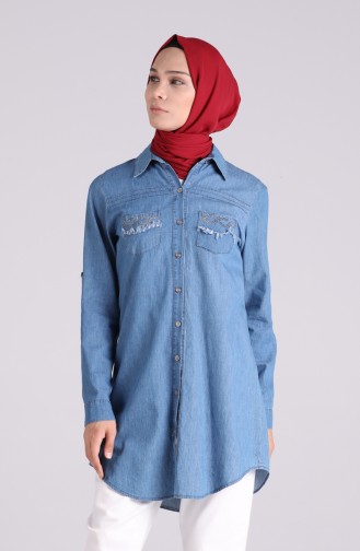 Jeansblau Tunikas 0572-01