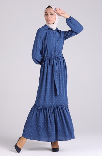 Indigo Hijab Dress 3196-02