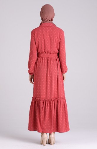 Brick Red Hijab Dress 3196-05