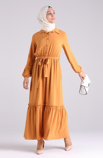 Mustard Hijab Dress 3196-06