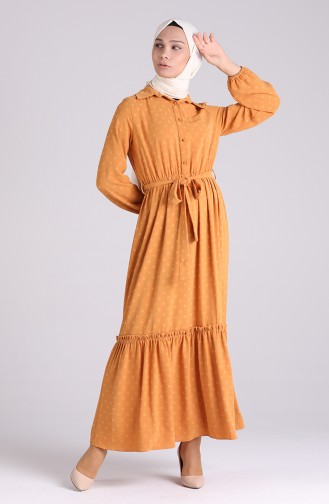 Mustard Hijab Dress 3196-06