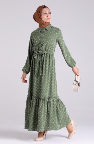 Khaki Hijab Dress 3196A-01