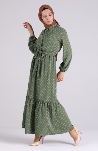 Khaki Hijab Dress 3196A-01