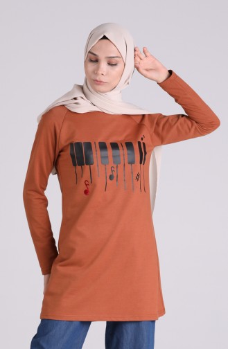 Baskılı Tunik 3047-12 Camel