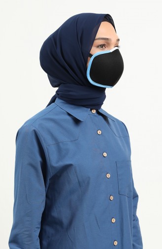 Ventilsiz Üç Katmanlı Antibakteriyel Maske 0044-02 Siyah Mavi