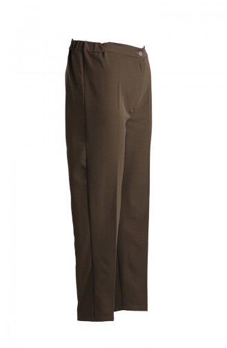 Büyük Beden Klasik Düz Paça Pantolon 1121-07 Kahverengi