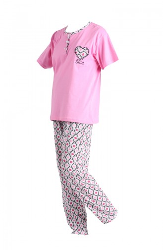 Kısa Kol Pijama Takım 1501A-04 Pembe