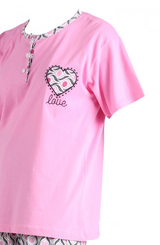 Kısa Kol Pijama Takım 1501A-04 Pembe