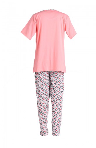 Kısa Kol Pijama Takım 1501A-05 Somon