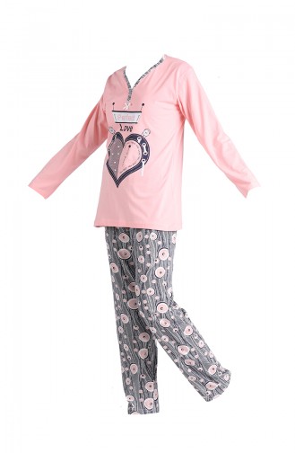 Baskılı Pijama Takım 2650-01 Pudra