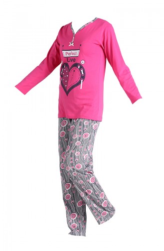 Baskılı Pijama Takım 2650-03 Fuşya