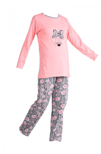 Uzun Kollu Pijama Takım 2700-01 Somon