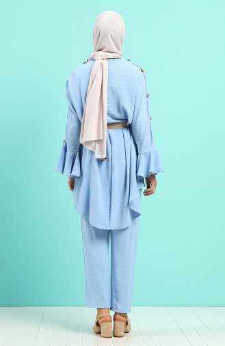 Aerobin Fabric Belted Tunic Trousers Double Suit 5771-05 Ice Blue 5771-05