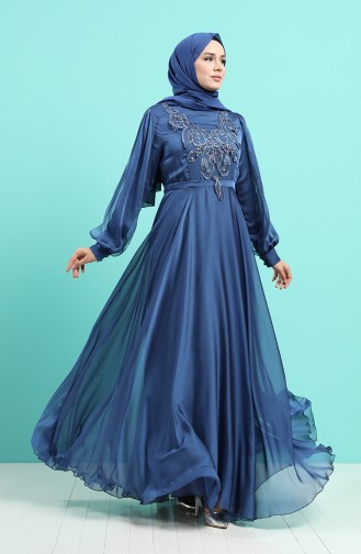 Indigo Hijab Evening Dress 52777-01
