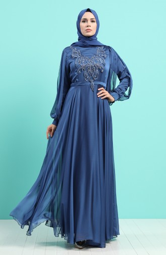 Indigo Hijab Evening Dress 52777-01