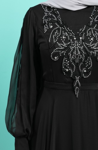 Embroidered Detailed Evening Dress 52777-02 Black 52777-02