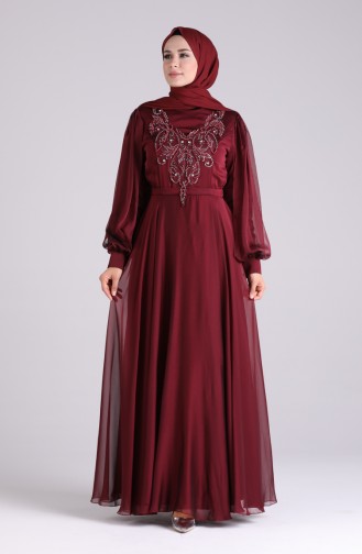 Claret red İslamitische Avondjurk 52777-05
