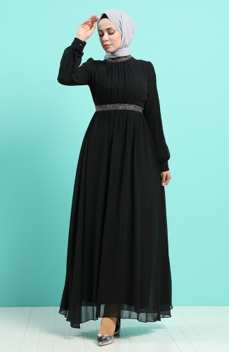 Schwarz Hijab-Abendkleider 4216-02