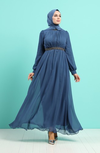 Indigo Hijab-Abendkleider 4216-04