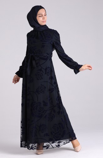 Dunkelblau Hijab-Abendkleider 60178-01