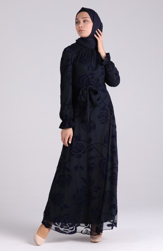 Dunkelblau Hijab-Abendkleider 60178-01