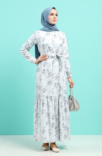 Eisblau Hijab Kleider 4610-01