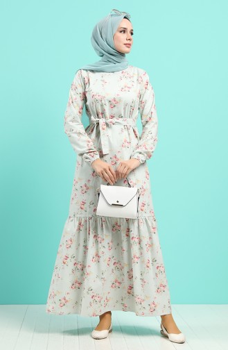 Mint Green Hijab Dress 4610-02