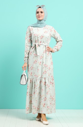 Mint Green Hijab Dress 4610-02