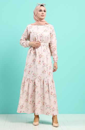 Floral Print Dress 4610-03 Powder 4610-03